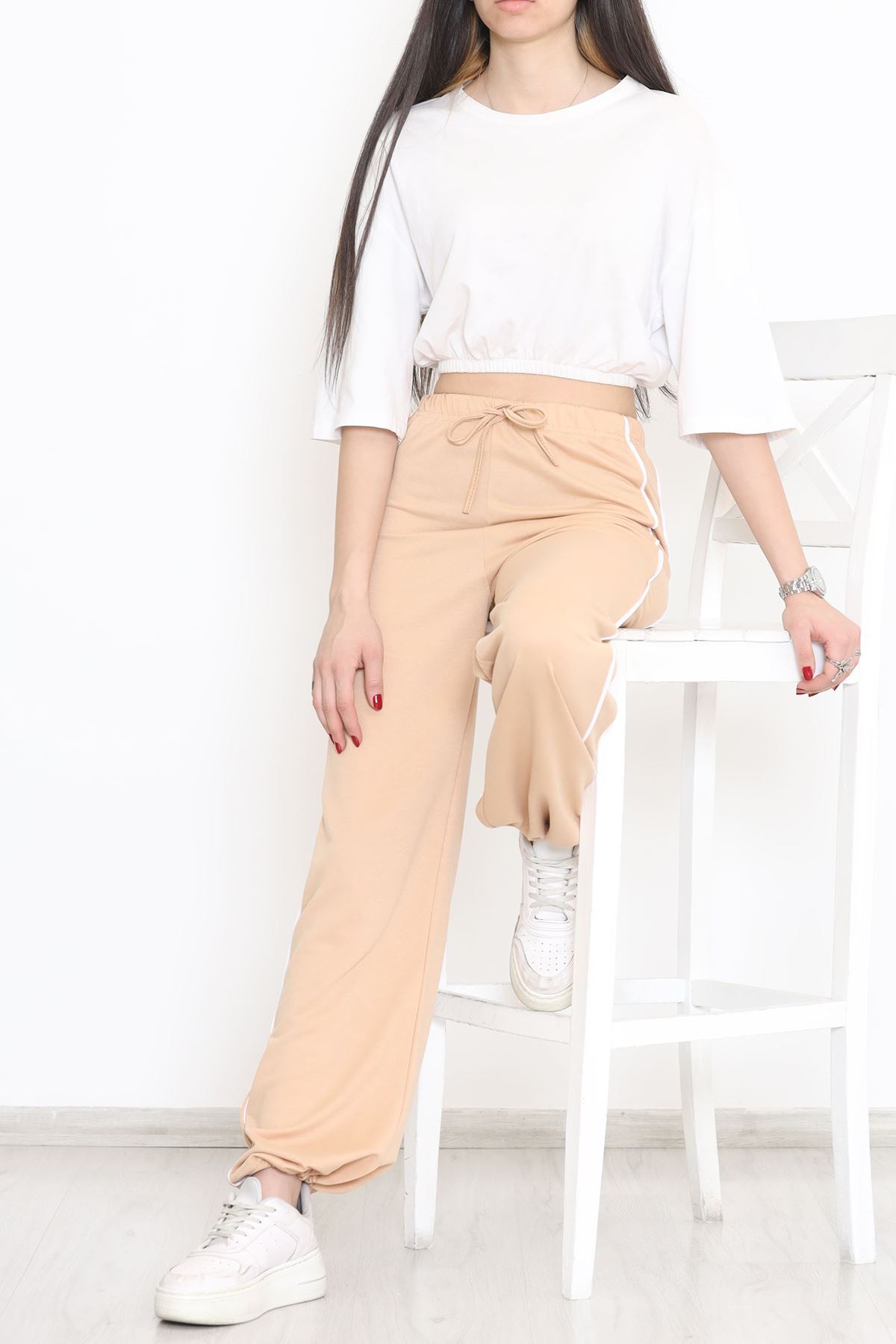 Çift Çizgili Eşofman Altı Bej - 15082.5238.