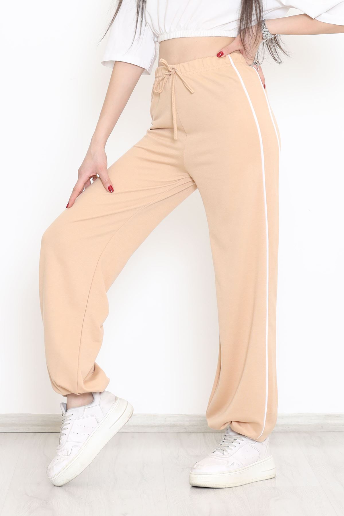 Çift Çizgili Eşofman Altı Bej - 15082.5238.