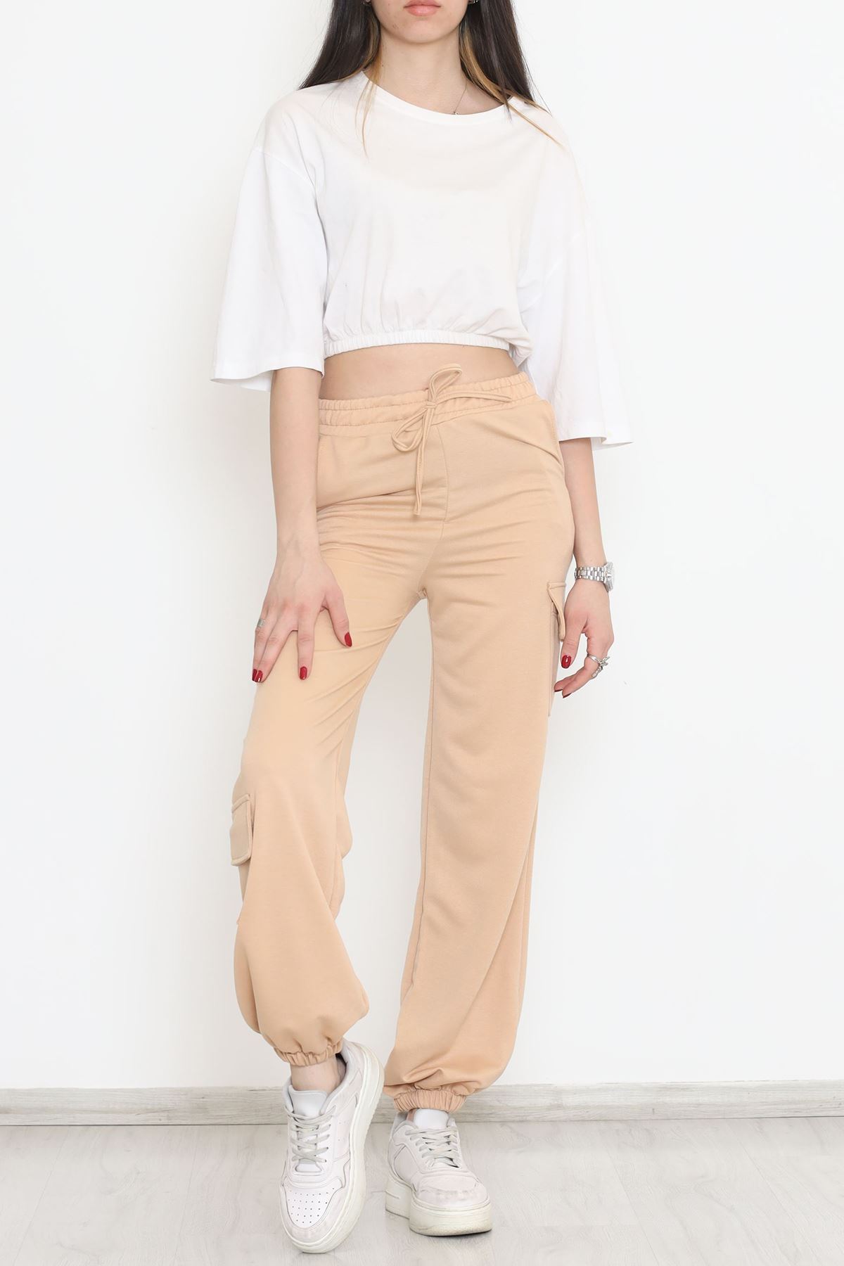 Paça Lastikli Eşofman Altı Bej - 15079.5238.