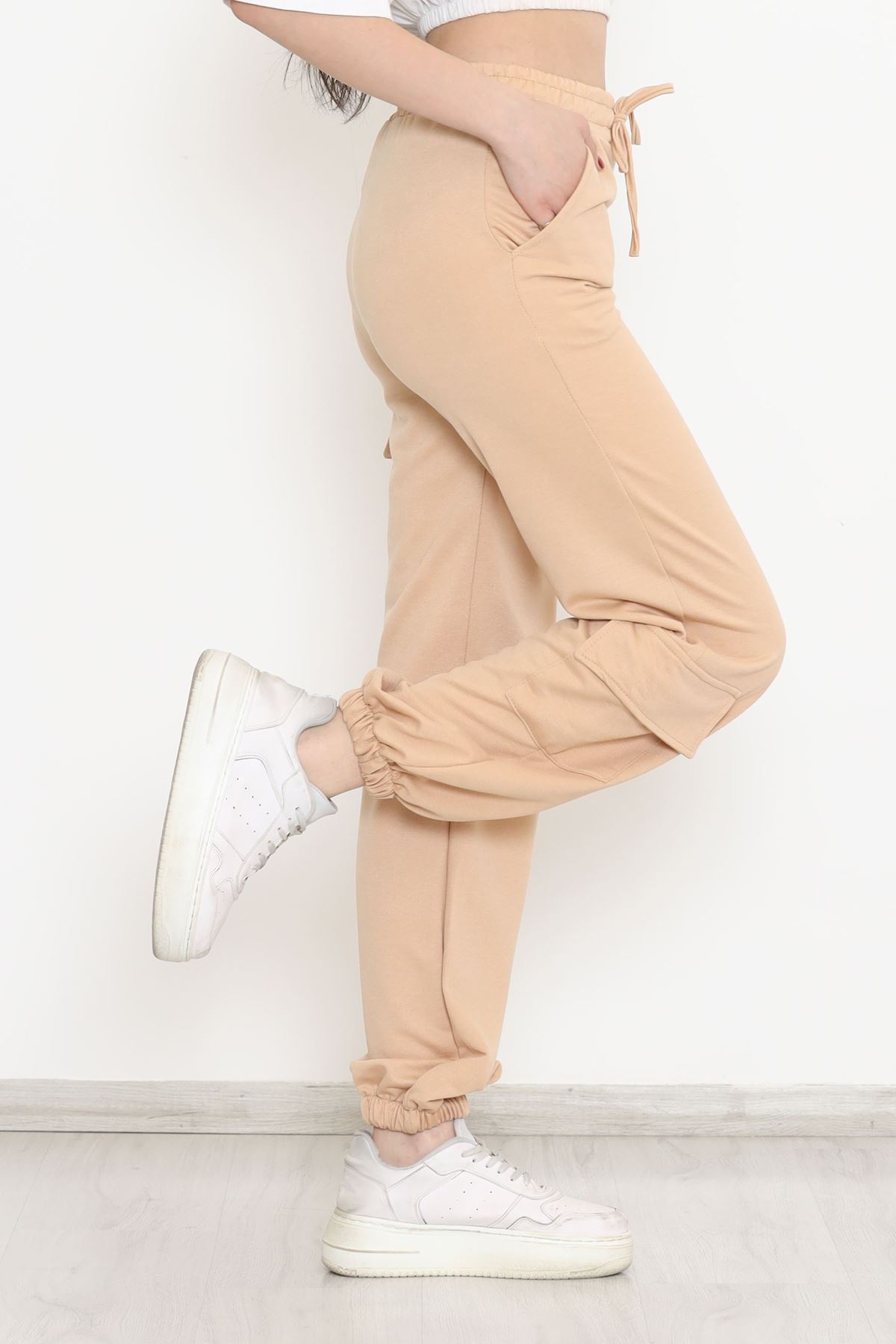 Paça Lastikli Eşofman Altı Bej - 15079.5238.