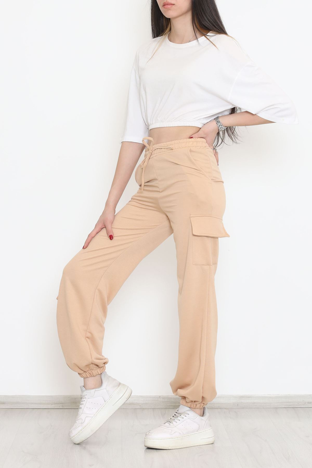 Paça Lastikli Eşofman Altı Bej - 15079.5238.