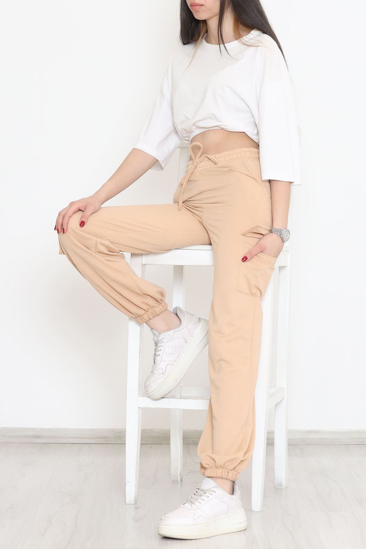 Paça Lastikli Eşofman Altı Bej - 15079.5238.