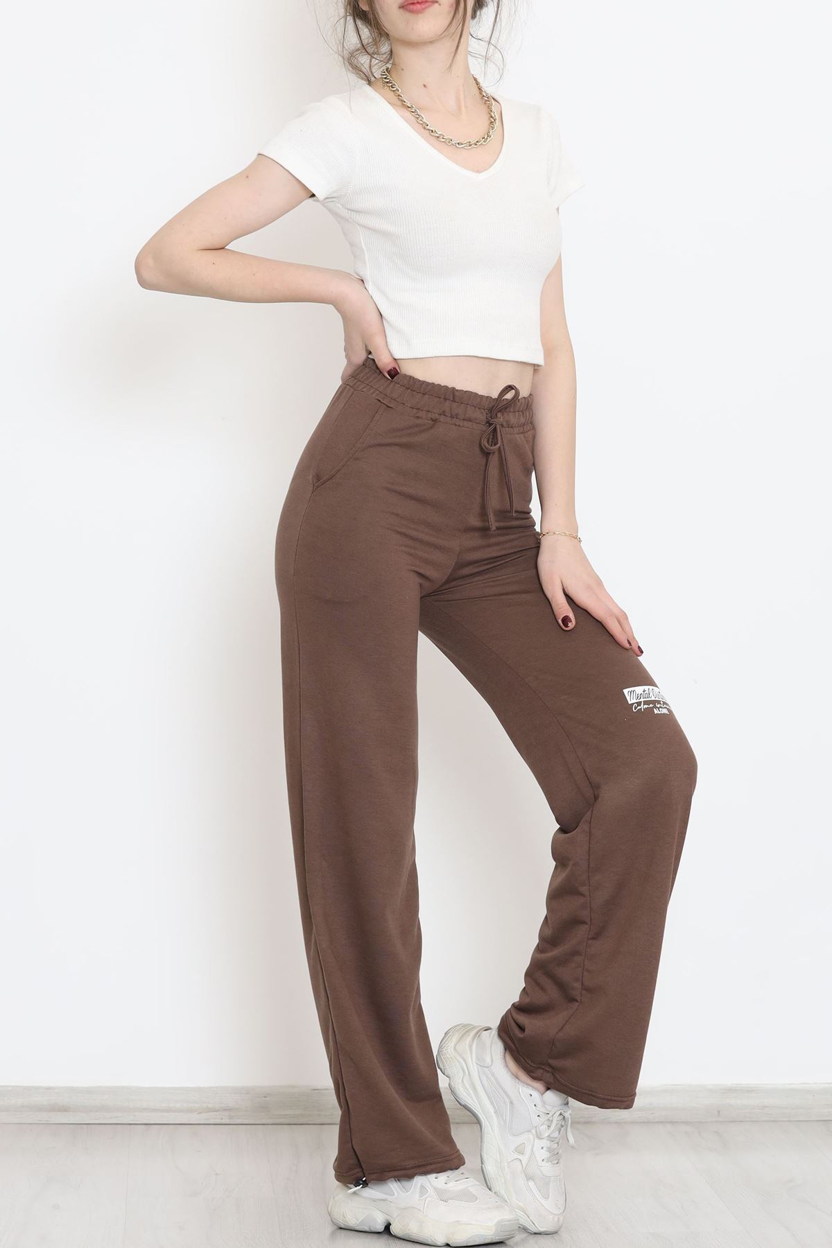 Paça Stoperli Eşofman Altı Kahverengi - 15076.5238.