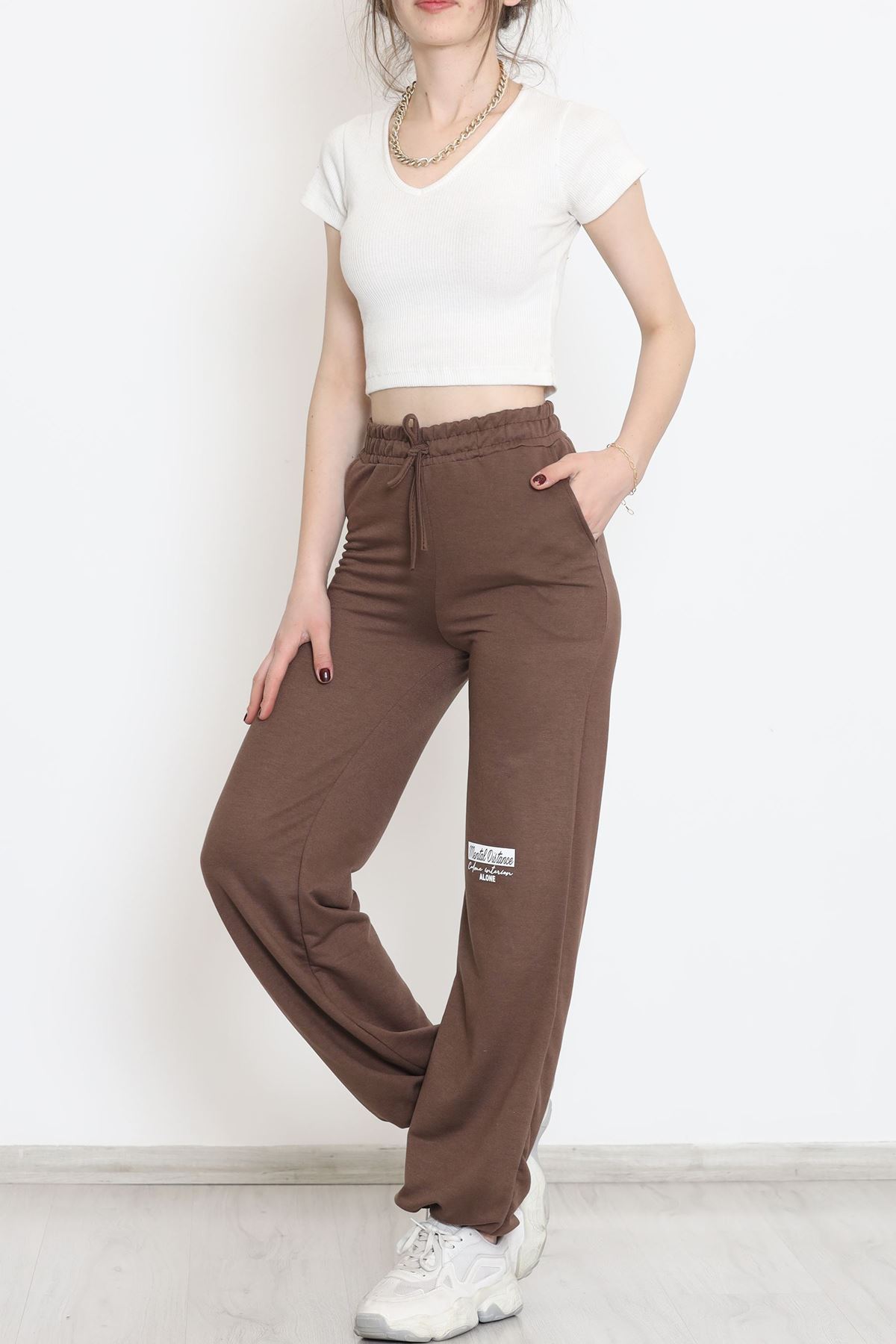 Paça Stoperli Eşofman Altı Kahverengi - 15076.5238.