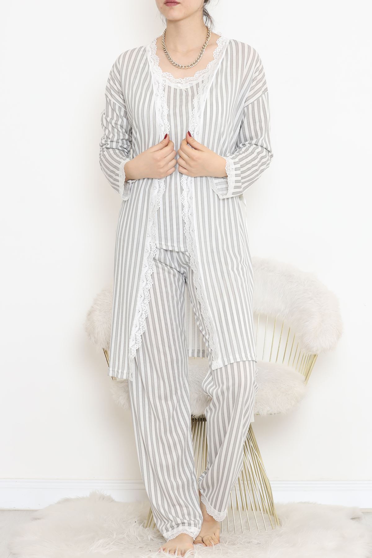 3'Lü Pijama Takımı Fümeçizgili - 19198.1049.