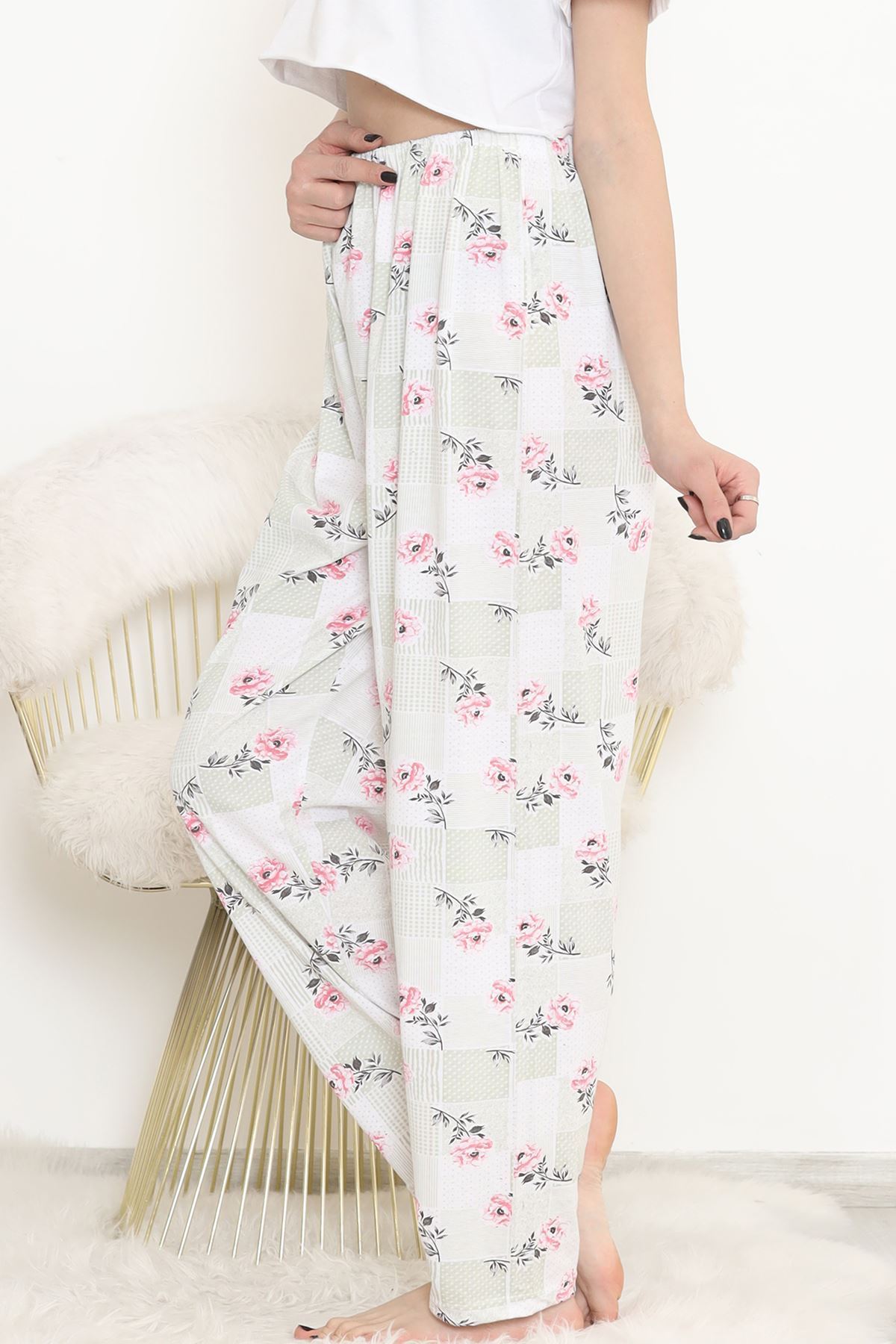 Büyük Beden Pijama Altı Beyazmint - 17102.1048.