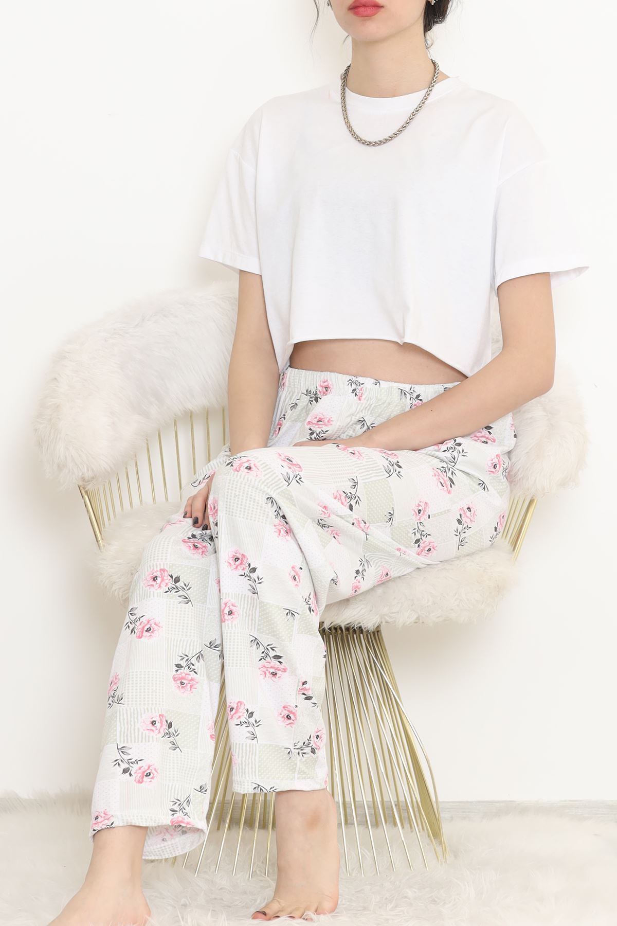 Büyük Beden Pijama Altı Beyazmint - 17102.1048.