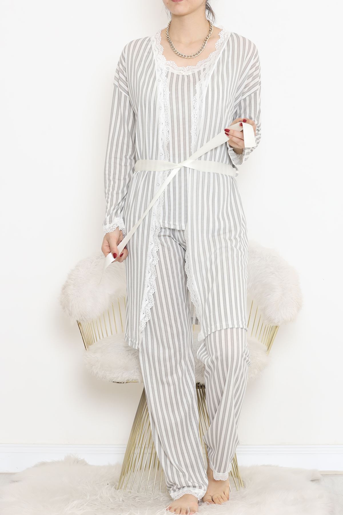 3'Lü Pijama Takımı Fümeçizgili - 19198.1049.