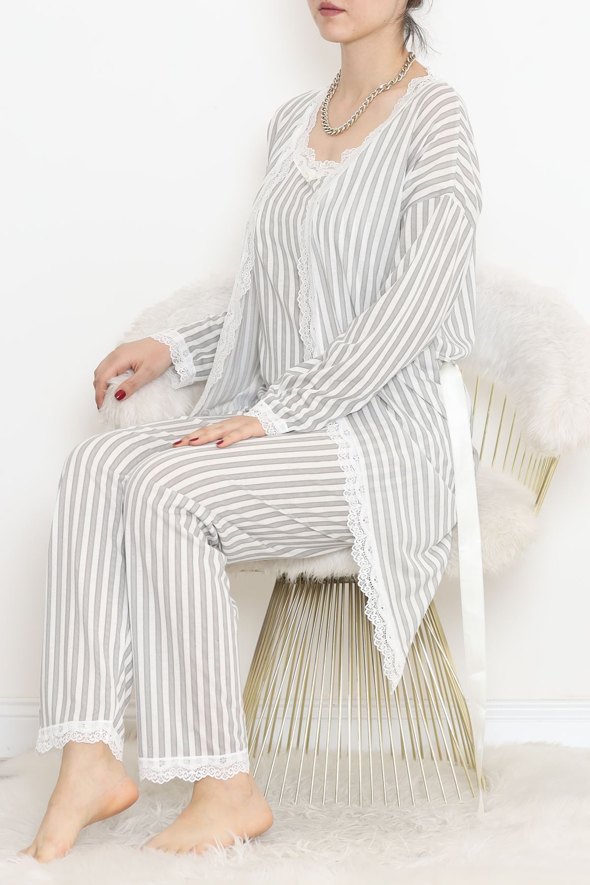 3'Lü Pijama Takımı Fümeçizgili - 19198.1049.