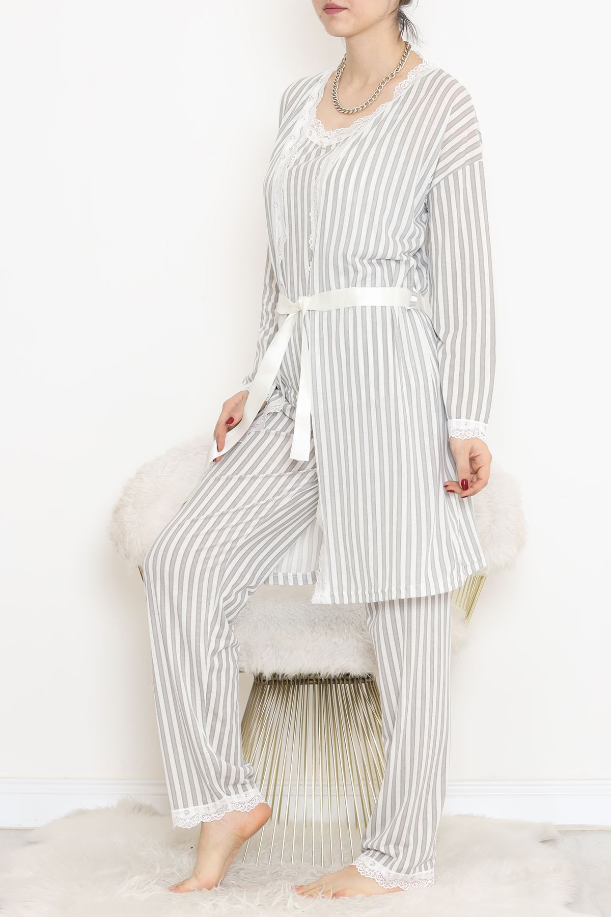 3'Lü Pijama Takımı Fümeçizgili - 19198.1049.