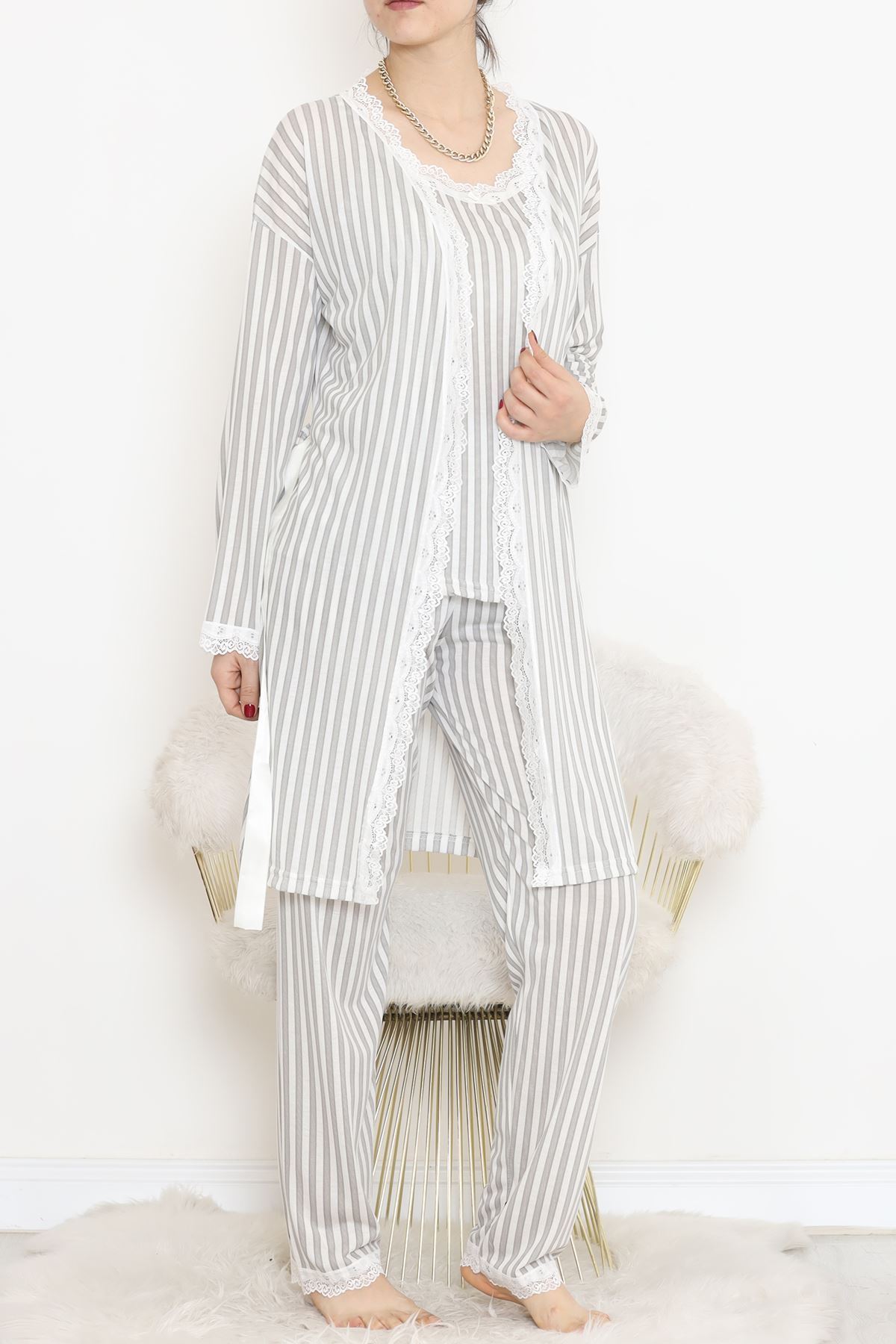 3'Lü Pijama Takımı Fümeçizgili - 19198.1049.