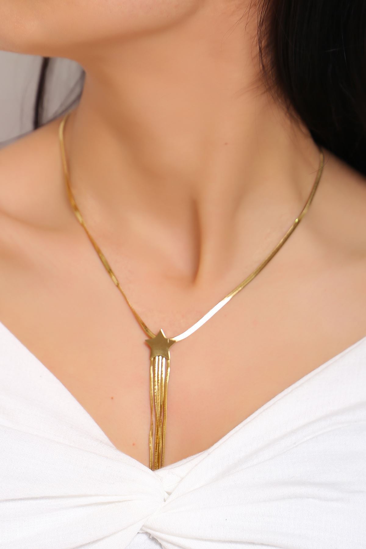 Çelik Kolye Gold5 - 17212.1805.