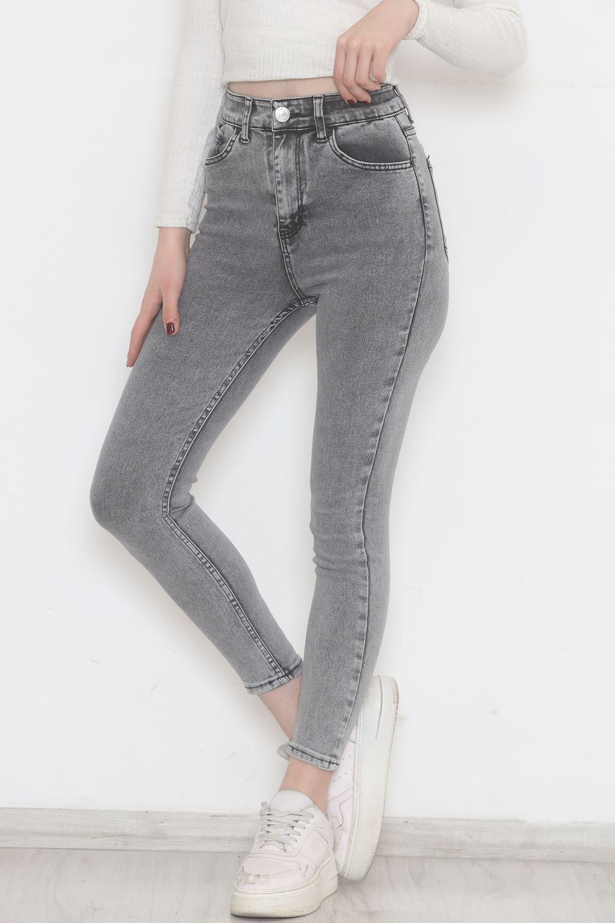Süper Likra Kot Pantolon Gri - 473737.1431.