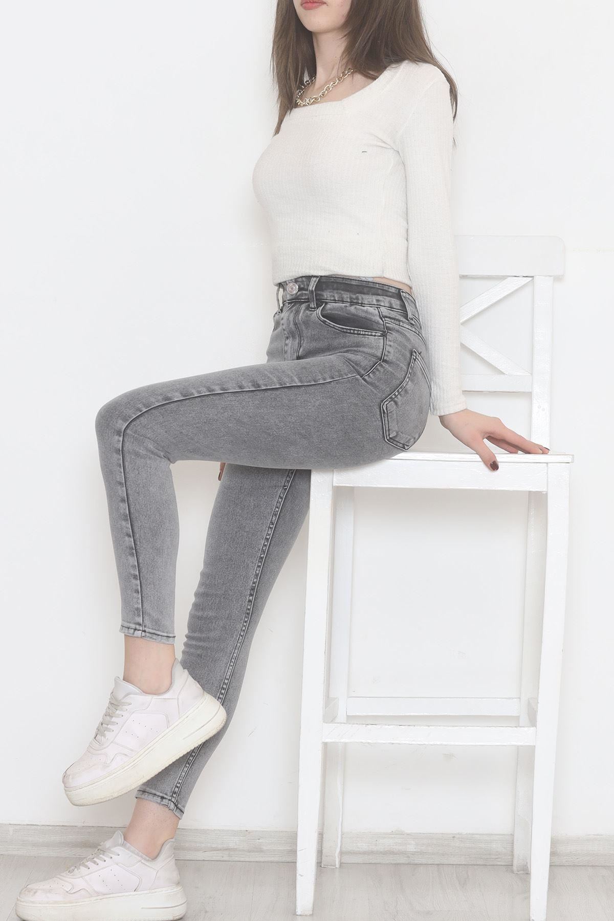 Süper Likra Kot Pantolon Gri - 473737.1431.