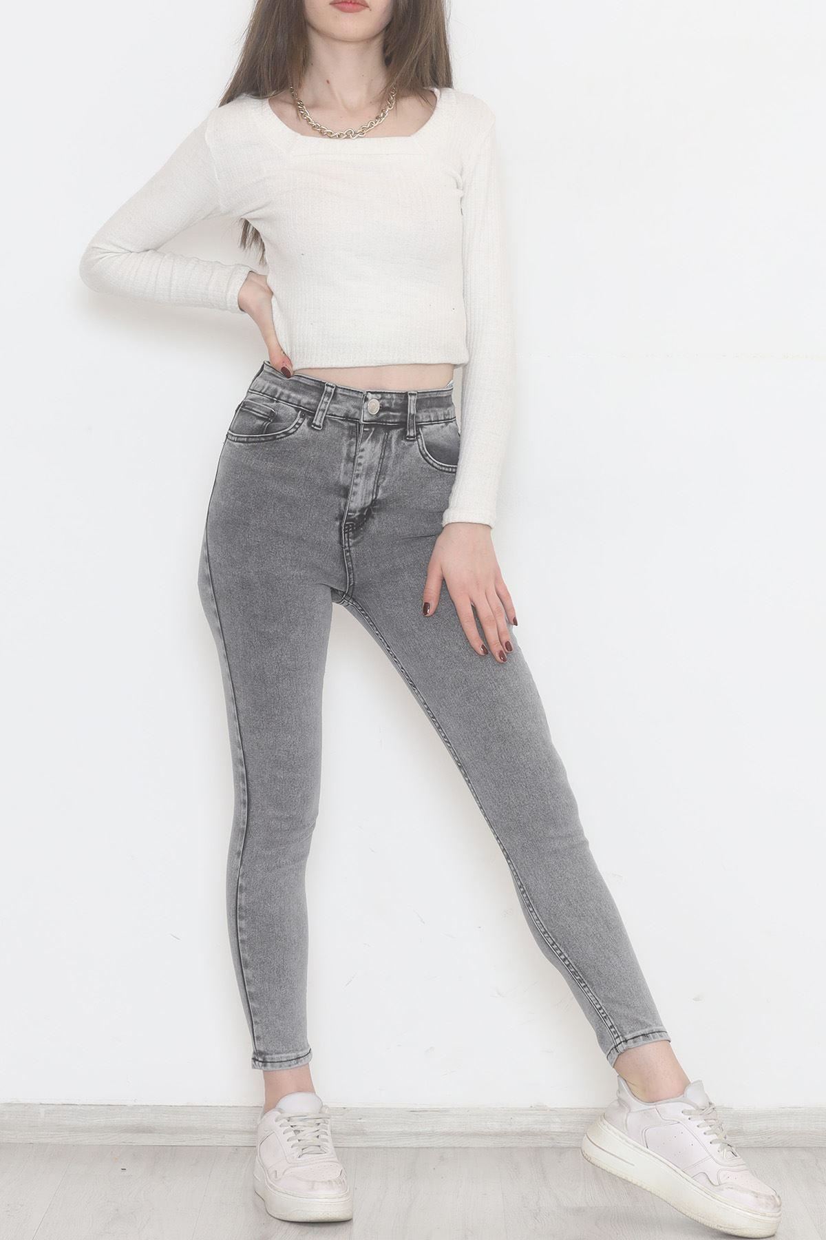 Süper Likra Kot Pantolon Gri - 473737.1431.