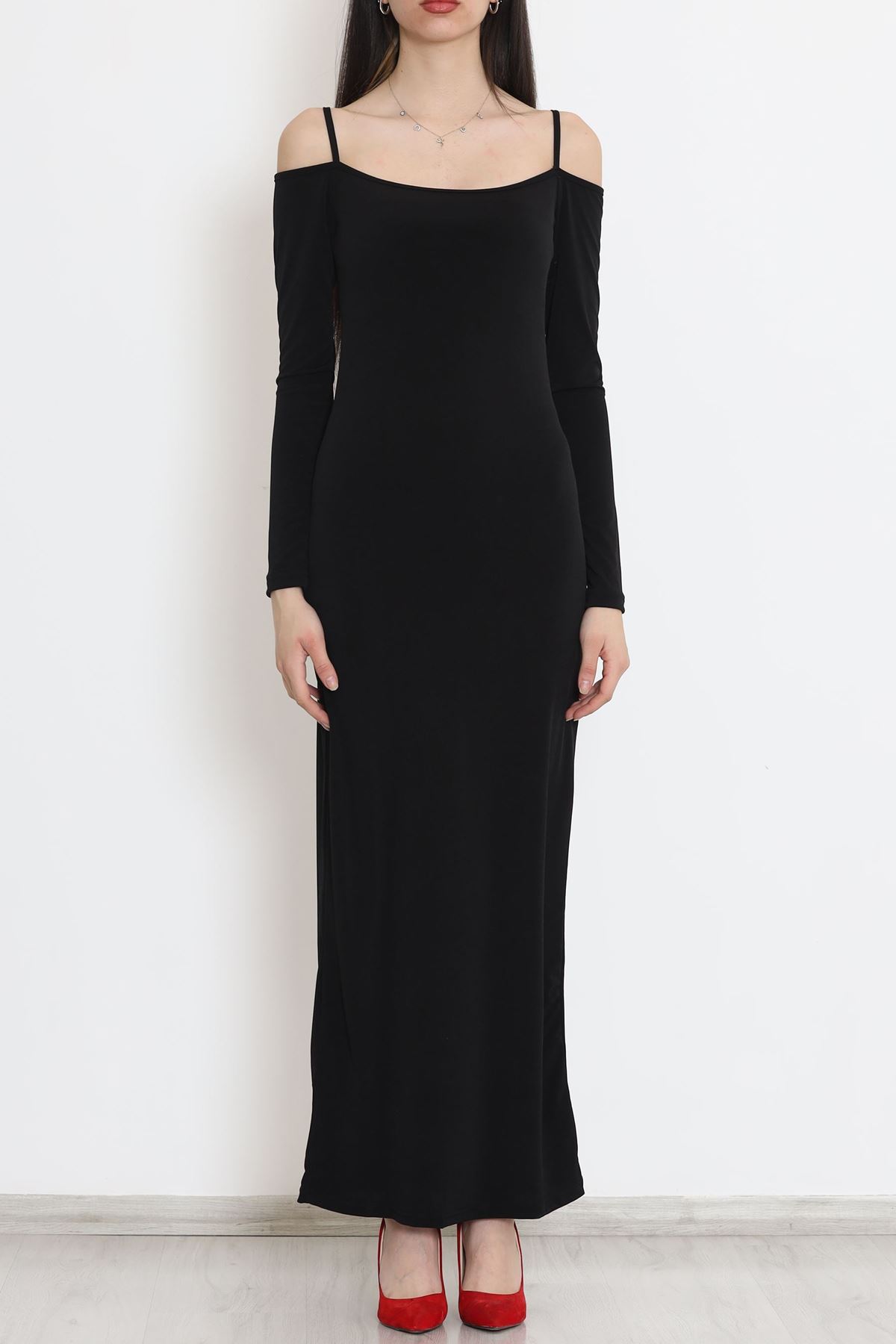 Omuz Detaylı Sandy Elbise Siyah - 15839.1794.