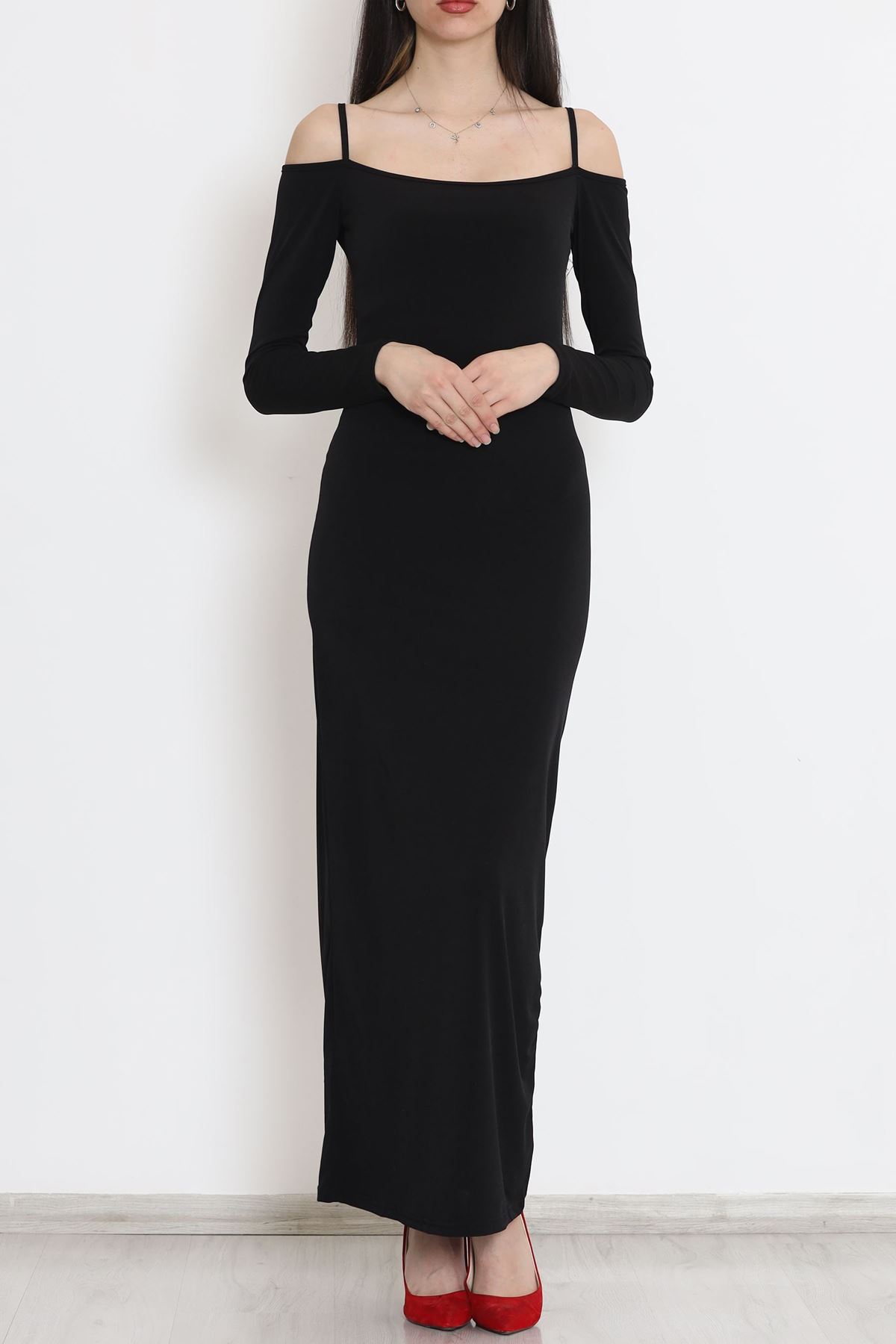 Omuz Detaylı Sandy Elbise Siyah - 15839.1794.