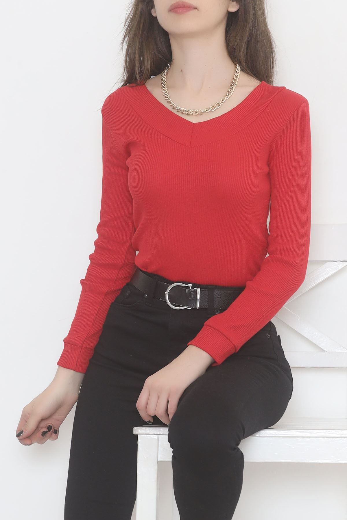 Ön Arka V Yaka Bluz Kırmızı - 471077.1567.