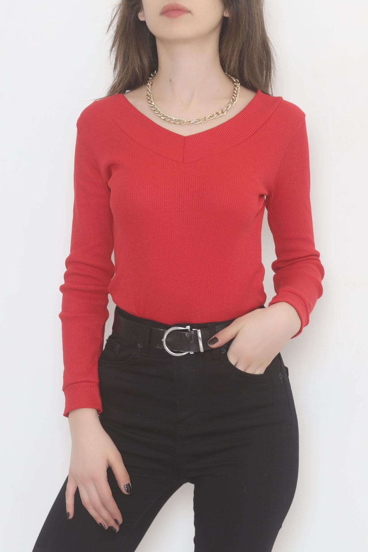 Ön Arka V Yaka Bluz Kırmızı - 471077.1567.