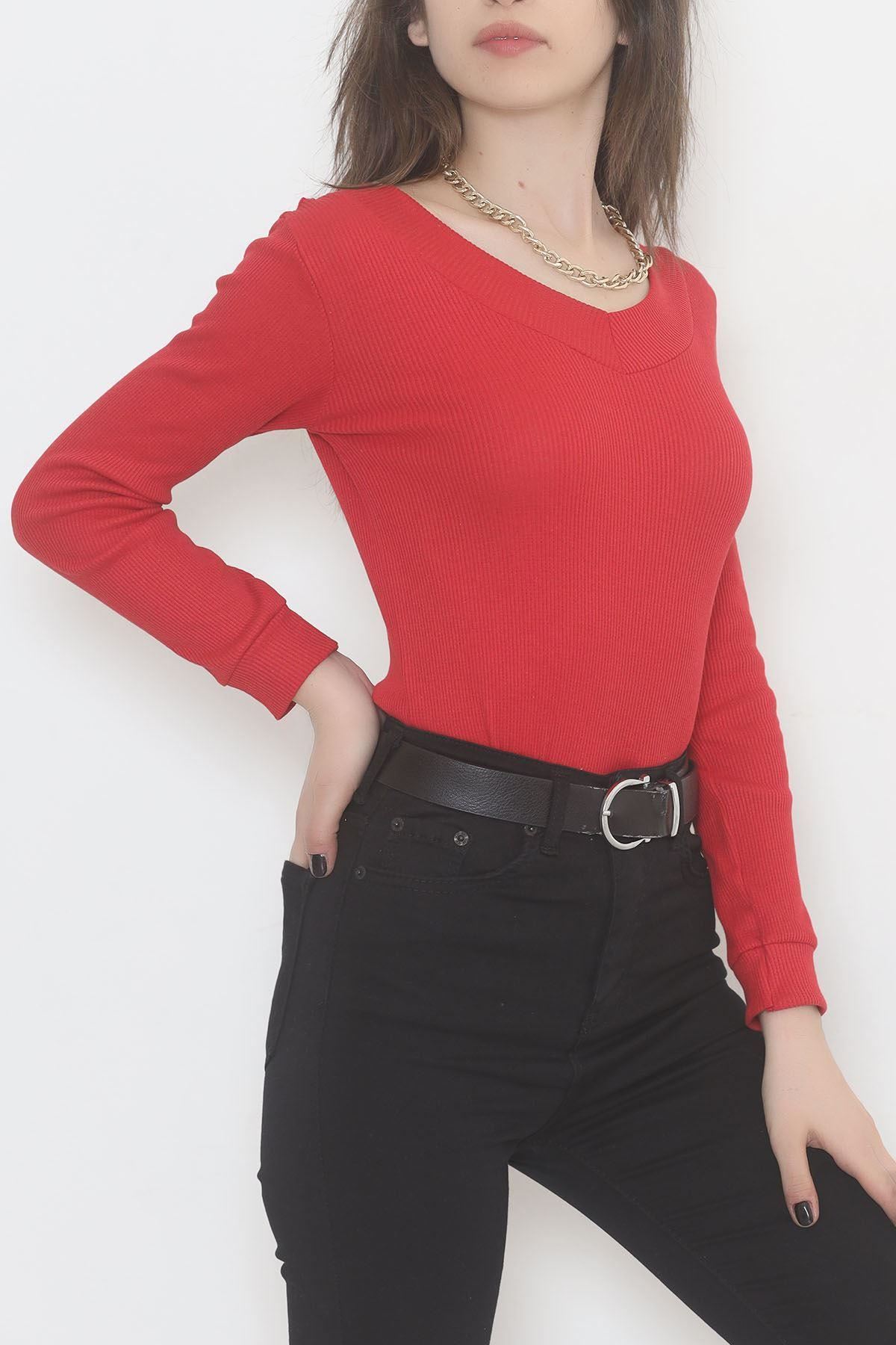 Ön Arka V Yaka Bluz Kırmızı - 471077.1567.