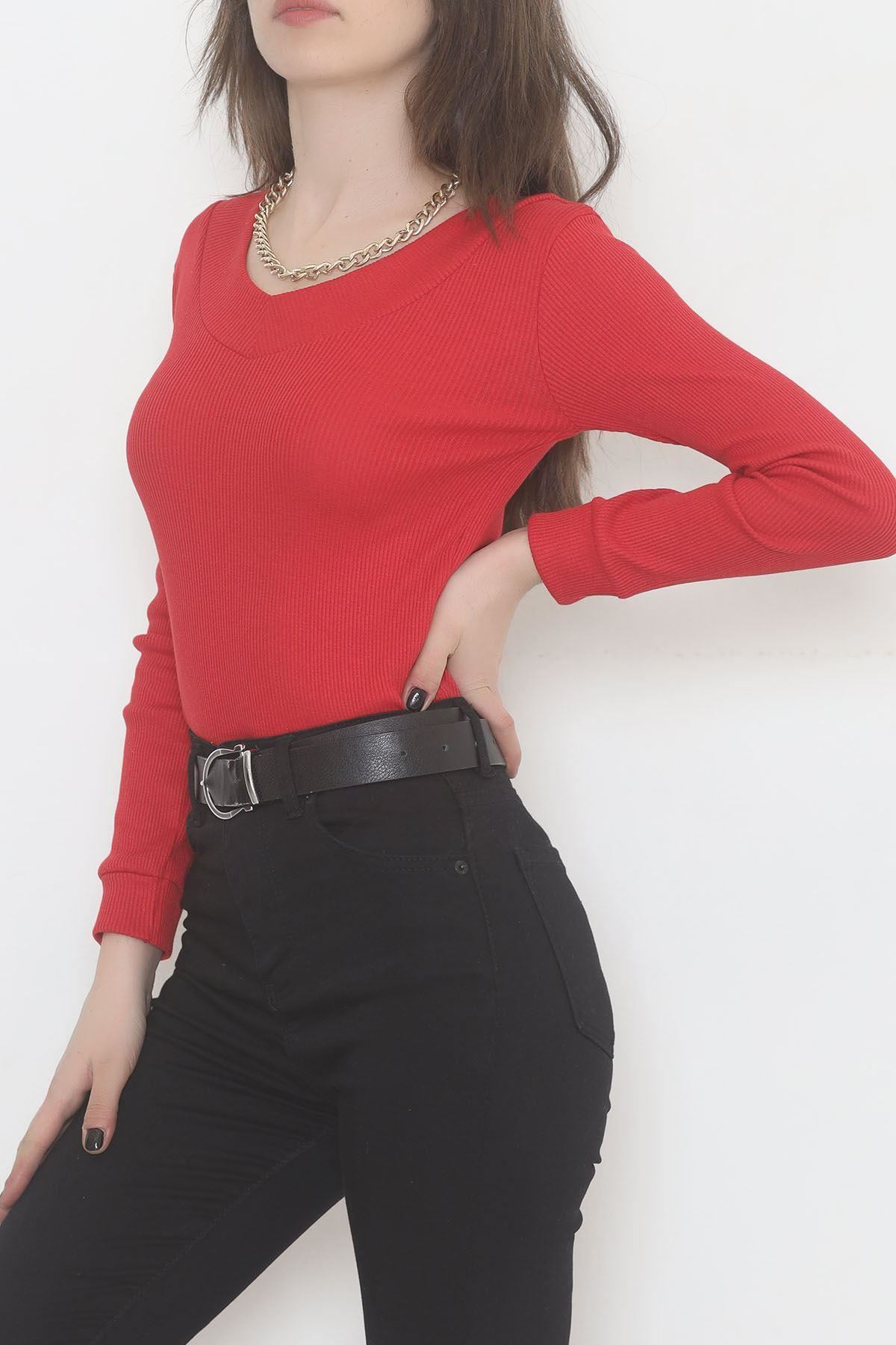 Ön Arka V Yaka Bluz Kırmızı - 471077.1567.