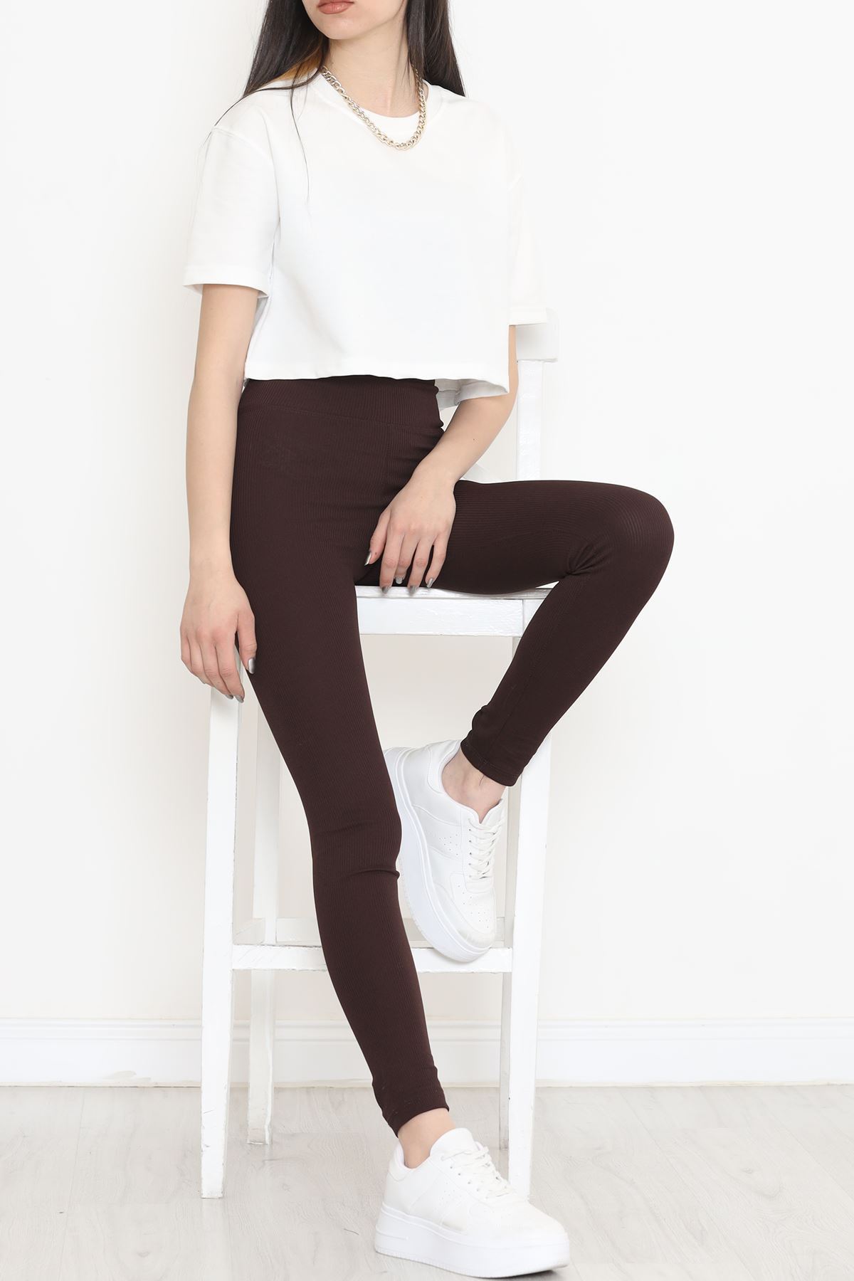 İki İplik Crop Tişört Beyaz - 15151.751.