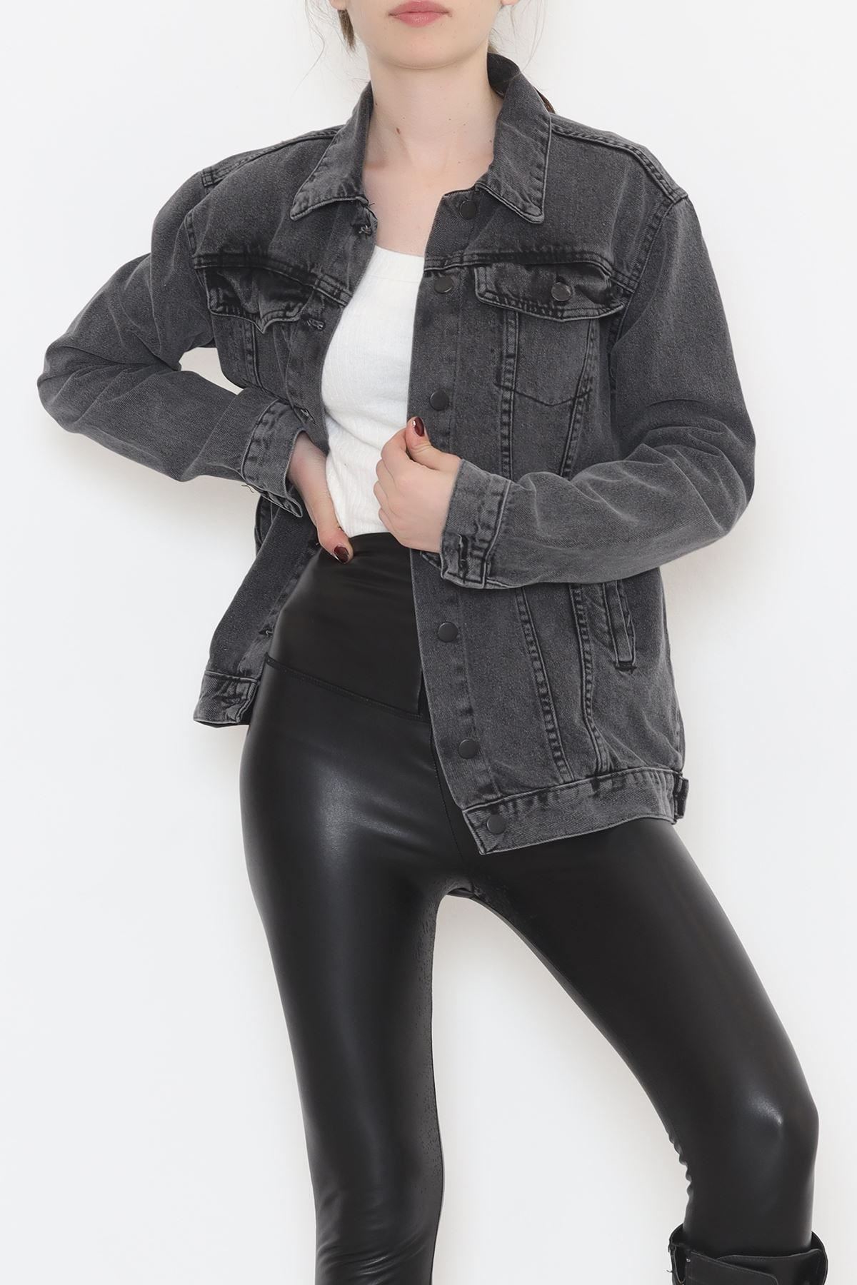 Cep Detaylı Kot Ceket Füme - 12290.1184.