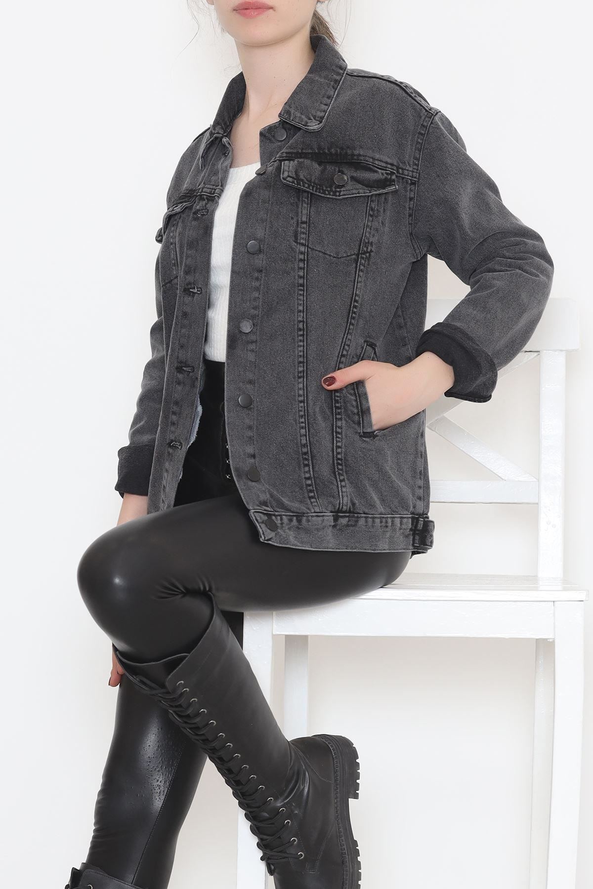 Cep Detaylı Kot Ceket Füme - 12290.1184.