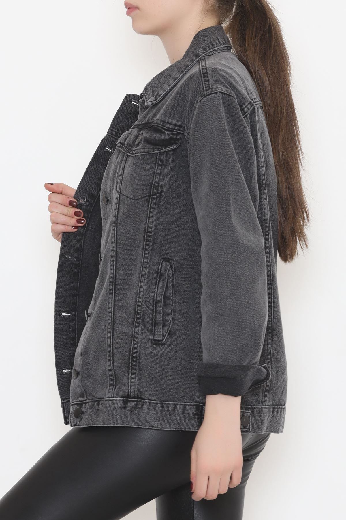 Cep Detaylı Kot Ceket Füme - 12290.1184.