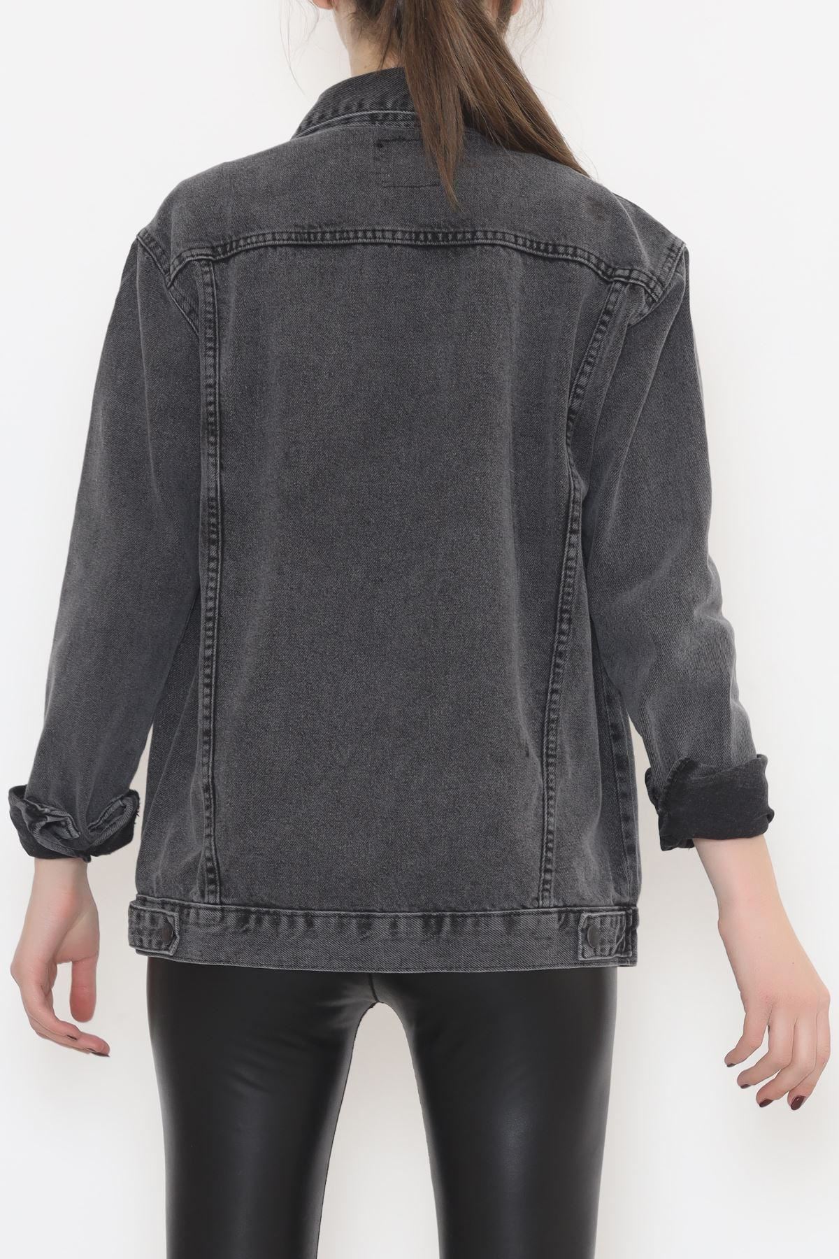 Cep Detaylı Kot Ceket Füme - 12290.1184.