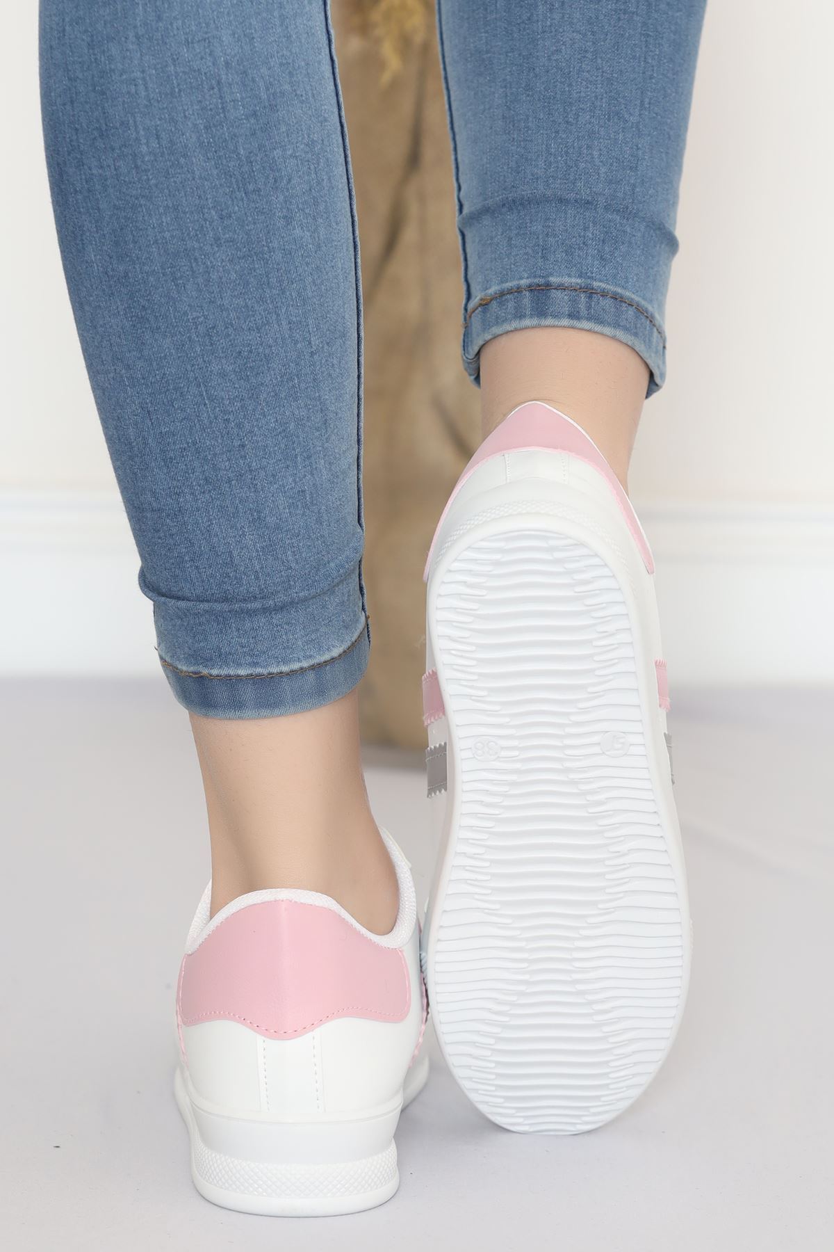 Çift Şeritli Günlük Ayakkabı Beyazpembe - 17114.264.