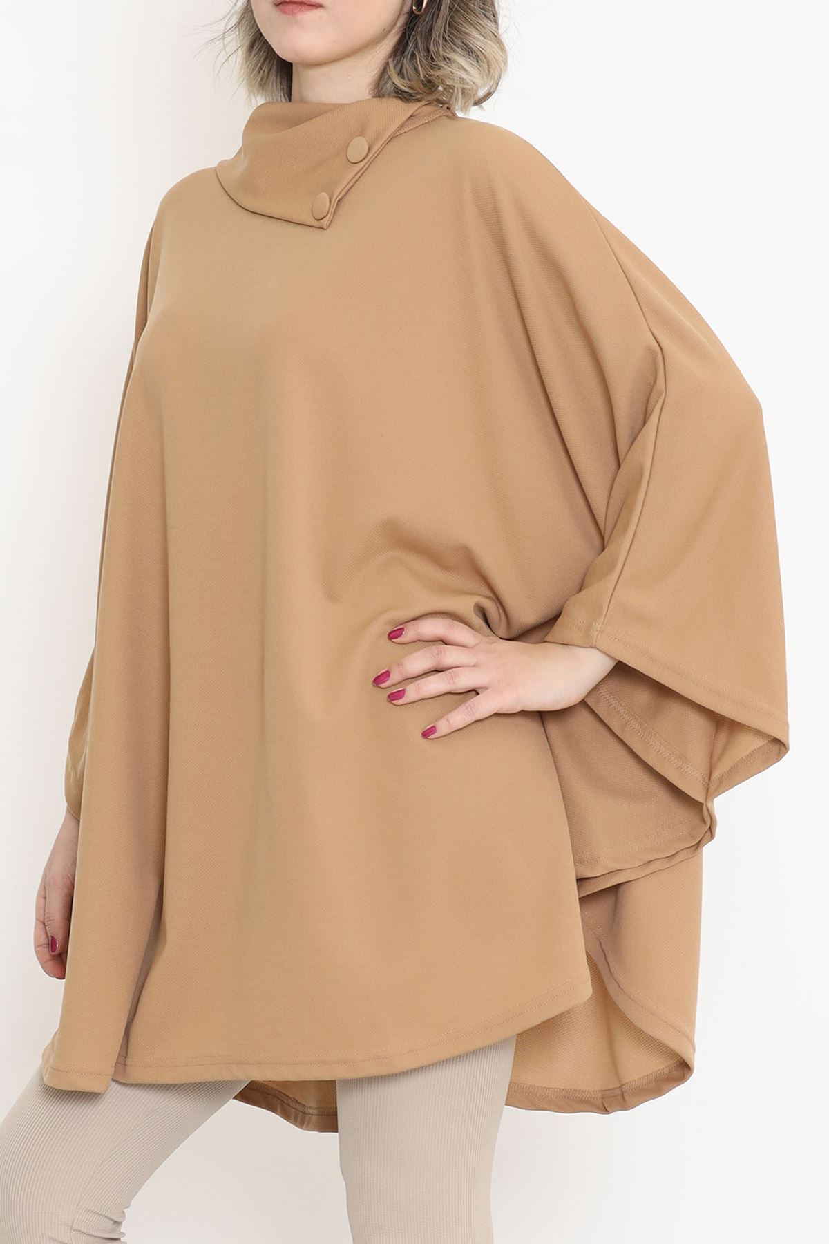 Şal Yaka Panço Sütlükahve - 10021.1778.