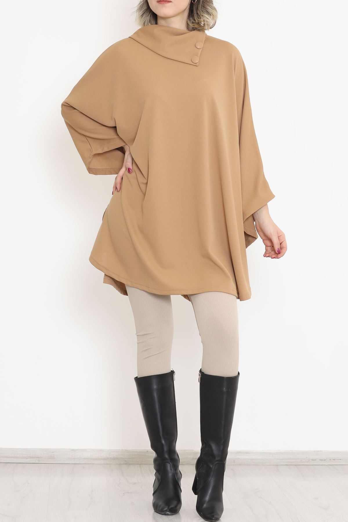 Şal Yaka Panço Sütlükahve - 10021.1778.