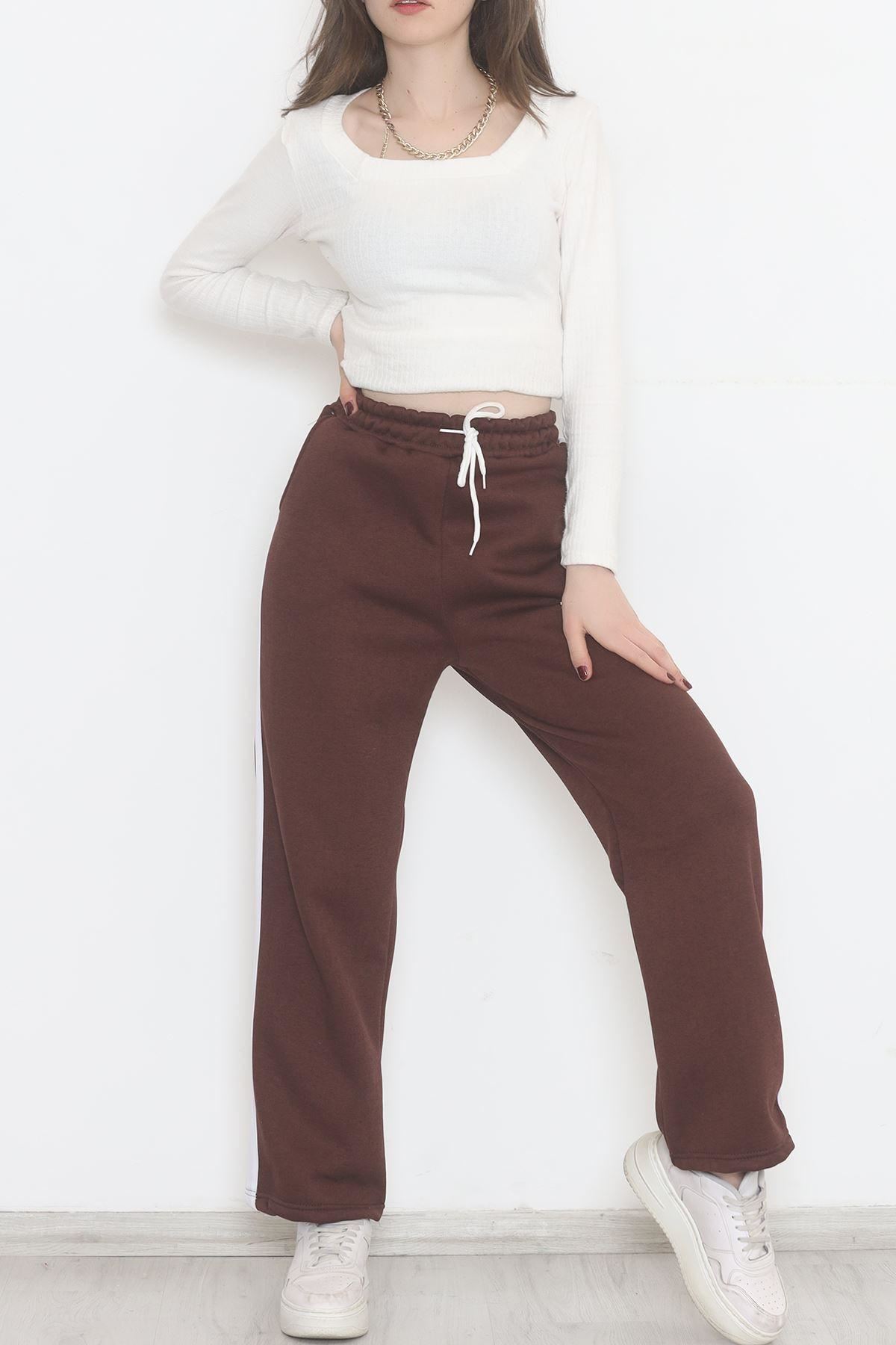 Yanı Şeritli Eşofman Altı Kahve - 12328.1567.