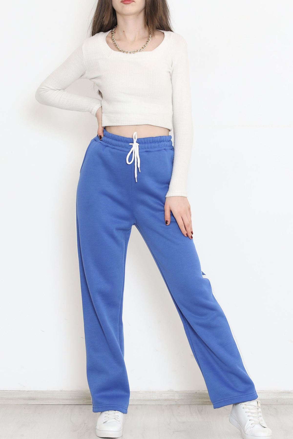 Yanı Şeritli Eşofman Altı Saks - 12328.1567.