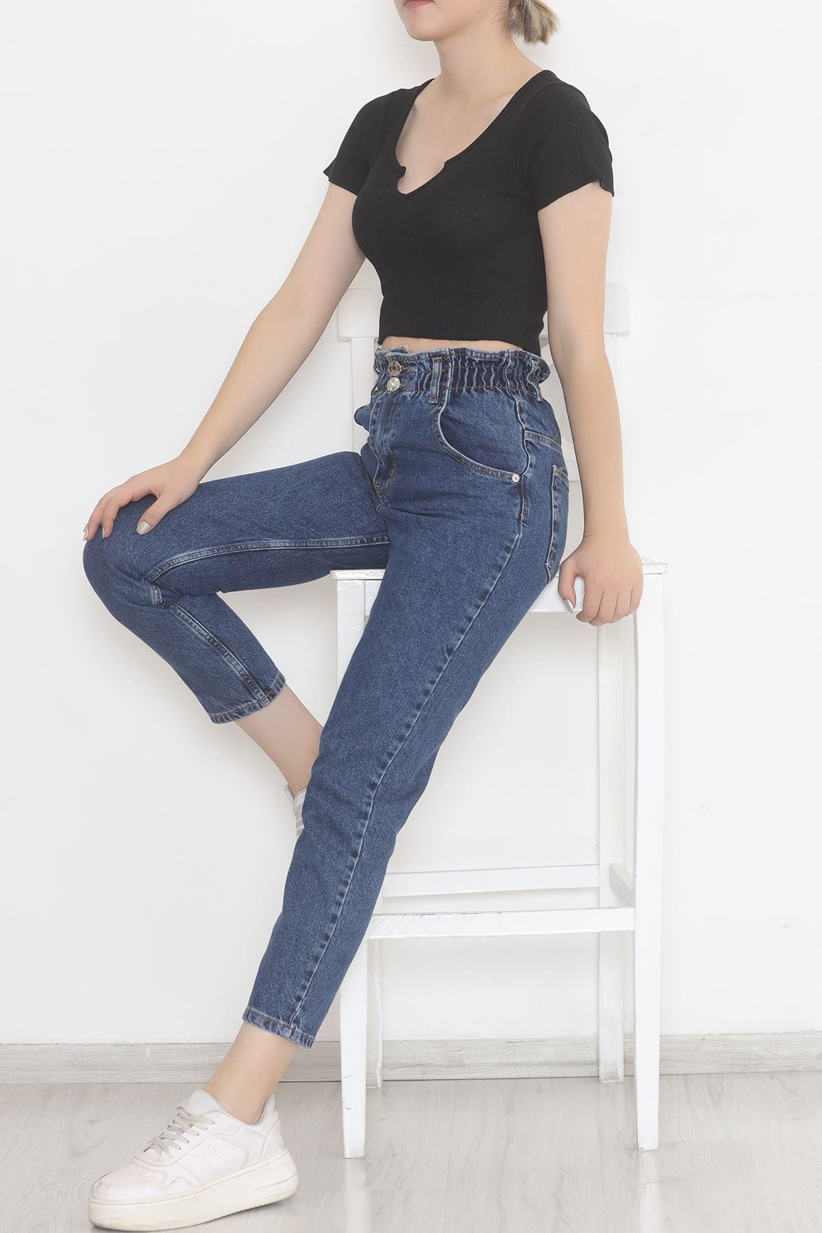 Beli Lastikli Kot Pantolon Mavi - 12559.1431.