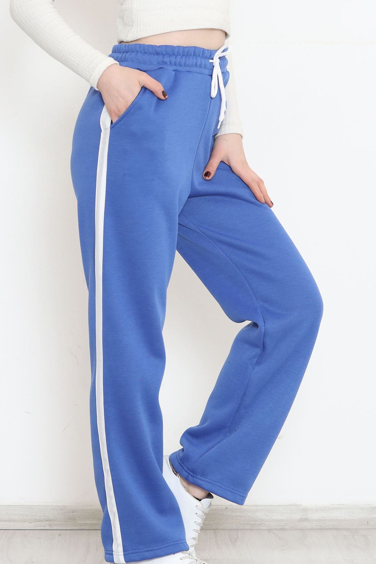 Yanı Şeritli Eşofman Altı Saks - 12328.1567.