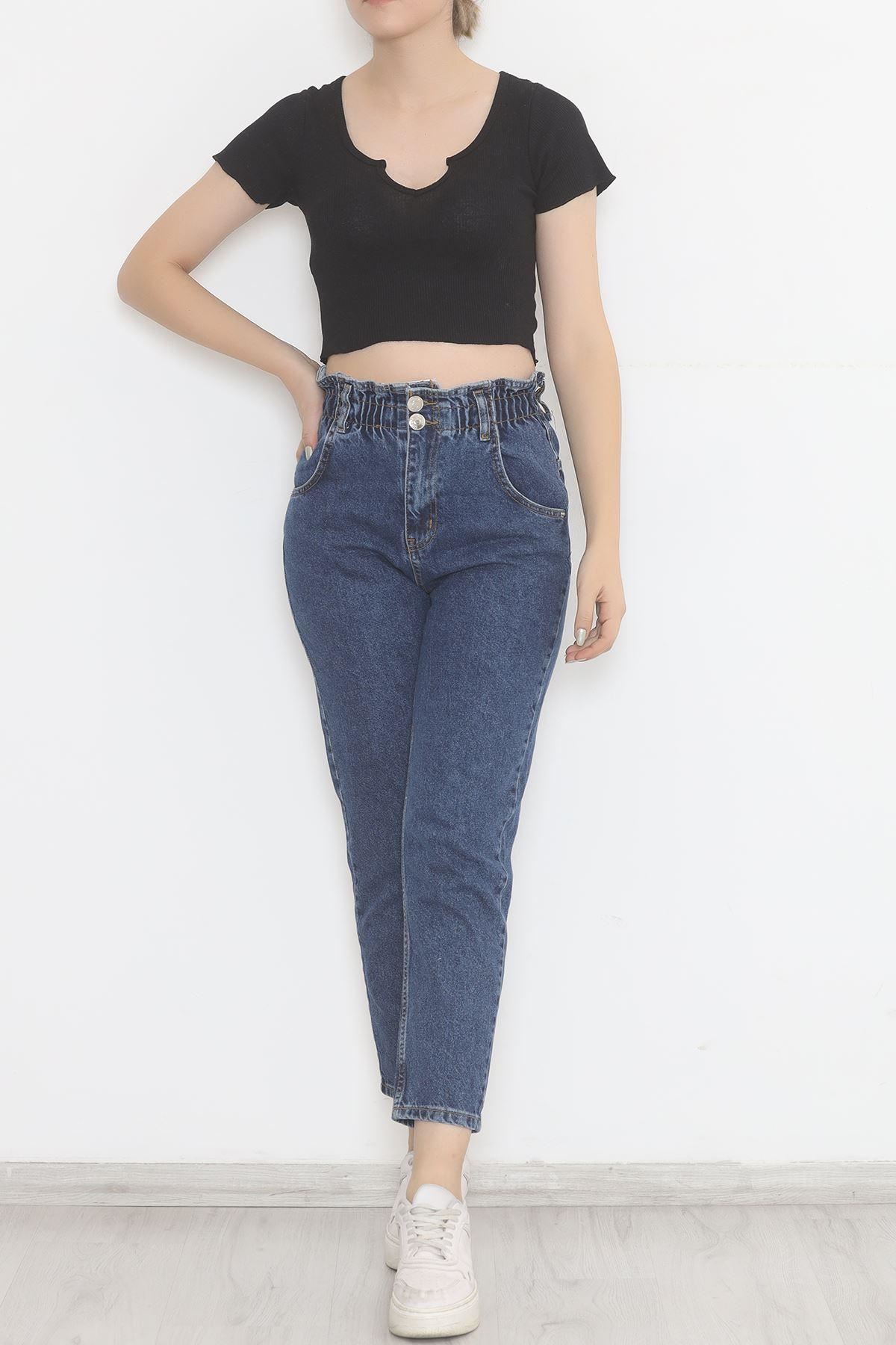 Beli Lastikli Kot Pantolon Mavi - 12559.1431.