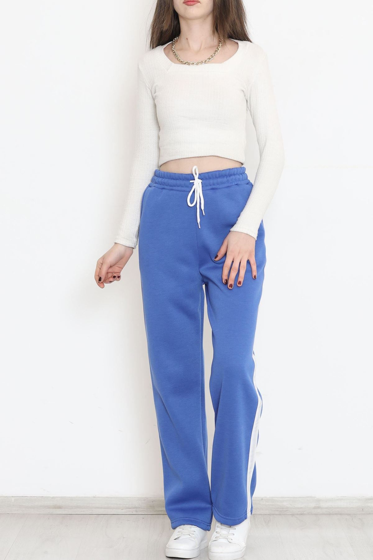 Yanı Şeritli Eşofman Altı Saks - 12328.1567.