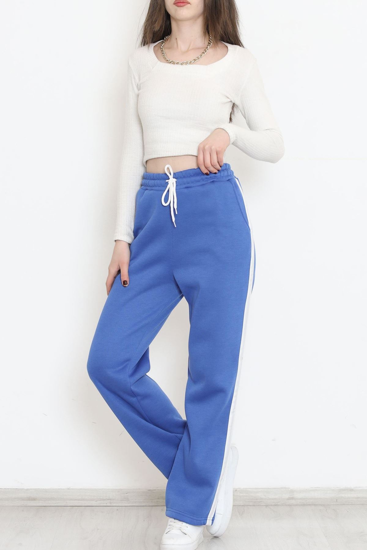 Yanı Şeritli Eşofman Altı Saks - 12328.1567.