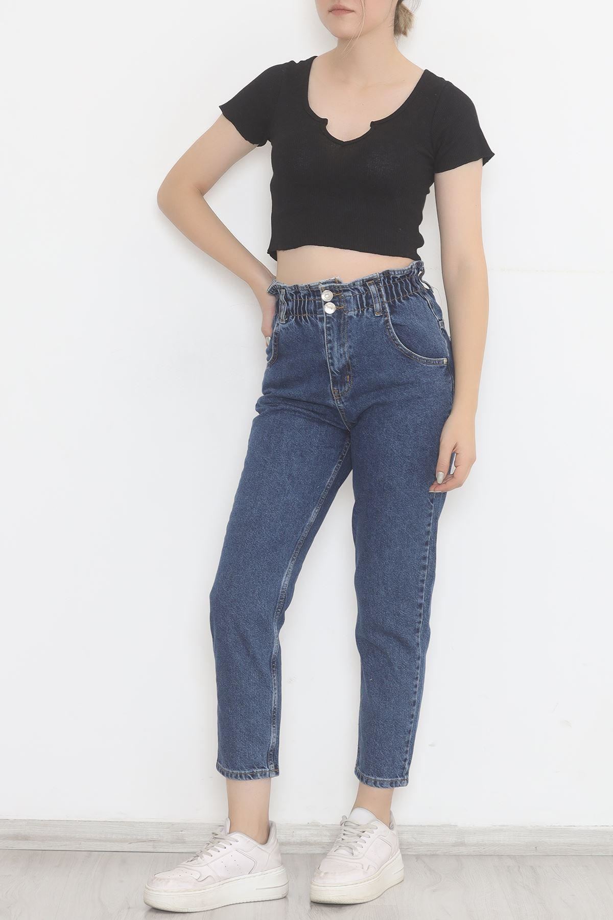 Beli Lastikli Kot Pantolon Mavi - 12559.1431.