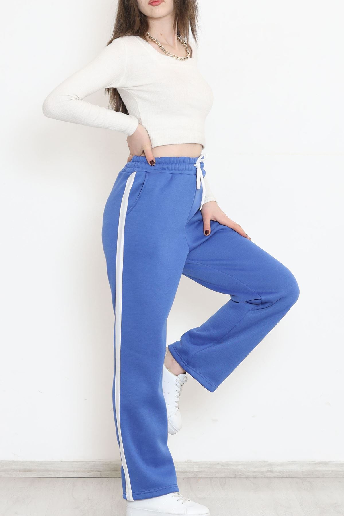 Yanı Şeritli Eşofman Altı Saks - 12328.1567.