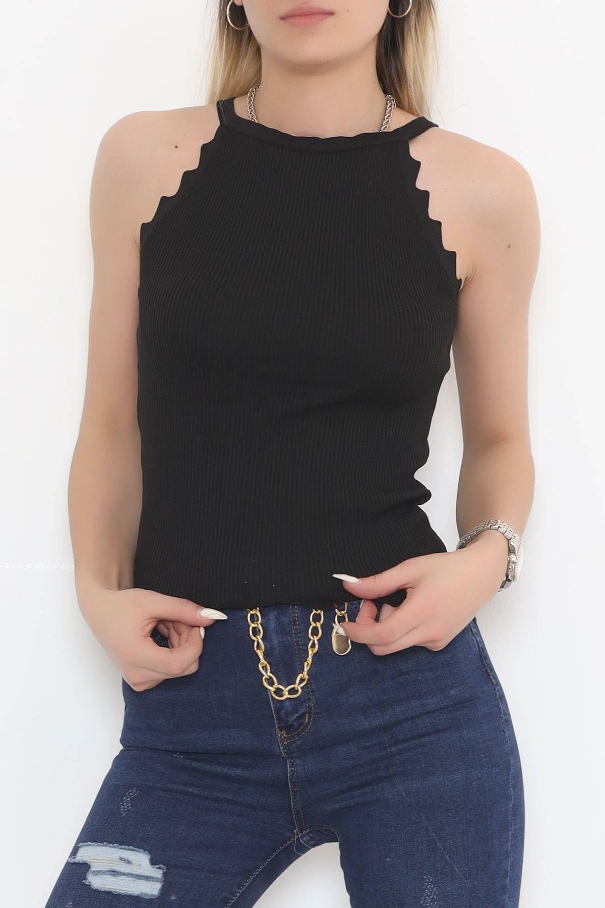 Yanları Merdiven Detaylı Triko Atlet Siyah - 942.1019.