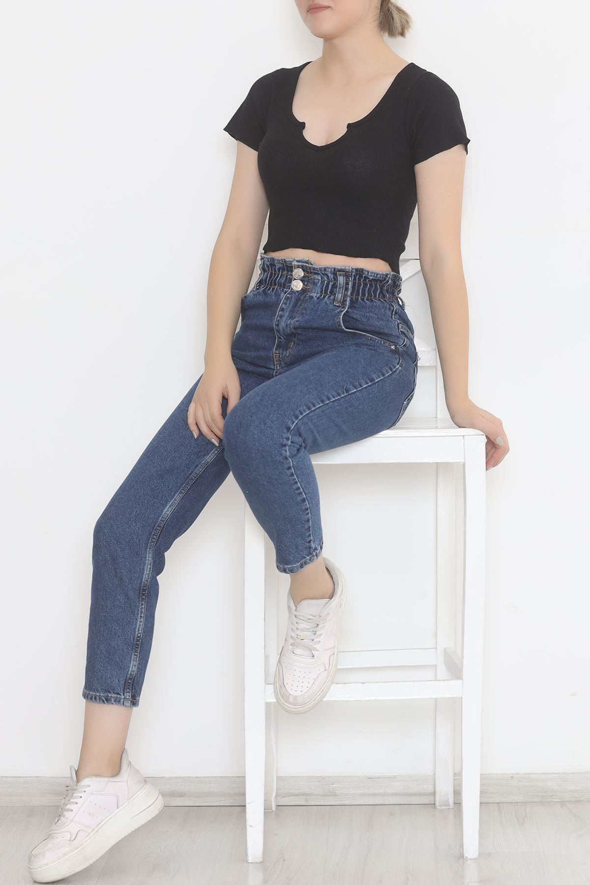 Beli Lastikli Kot Pantolon Mavi - 12559.1431.