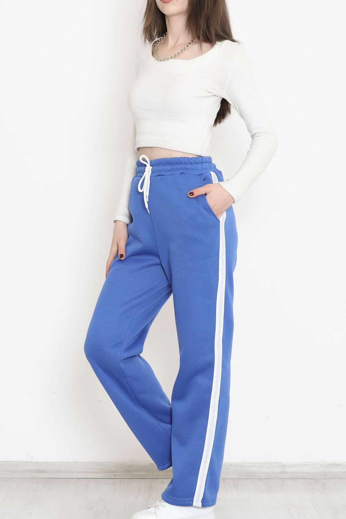 Yanı Şeritli Eşofman Altı Saks - 12328.1567.