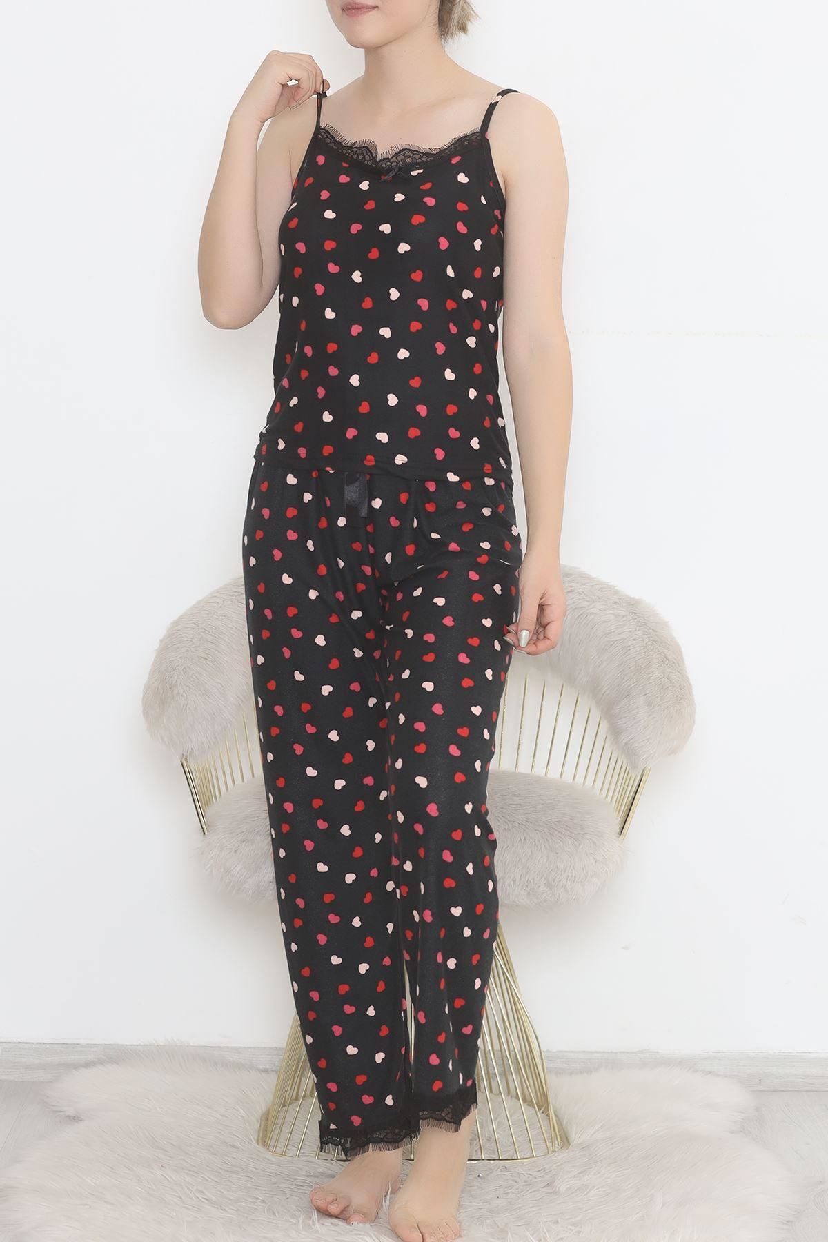 3'Lü Süet Pijama Takımı Siyahkırmızı - 668.1287.