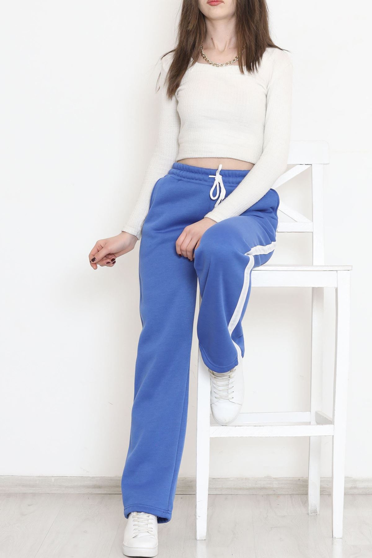 Yanı Şeritli Eşofman Altı Saks - 12328.1567.