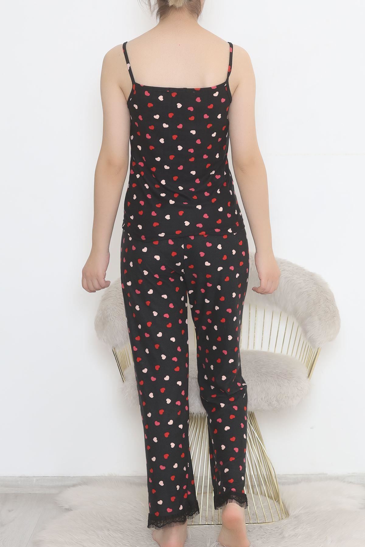 3'Lü Süet Pijama Takımı Siyahkırmızı - 668.1287.