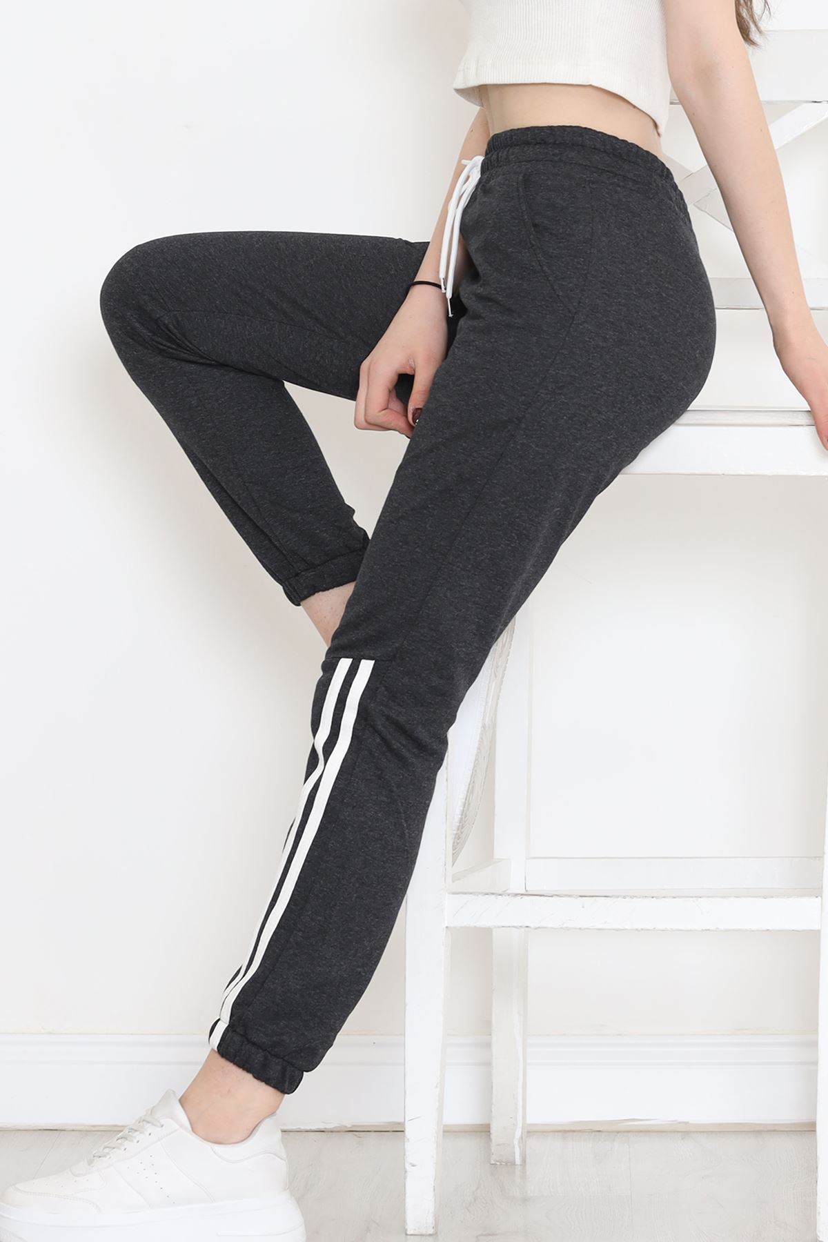 Şeritli Eşofman Altı Antrasit - 16643.1820.