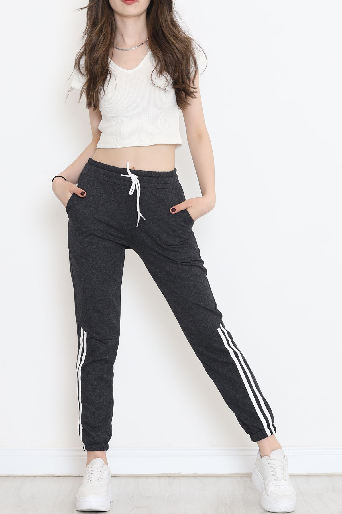 Şeritli Eşofman Altı Antrasit - 16643.1820.